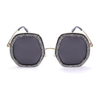 Oversize Odd Shape Glitter Round Sunglasses