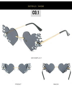 Fire Hearts Rimless Sunglasses