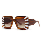 Oversize Stripe Plastic Frame Sunglasses