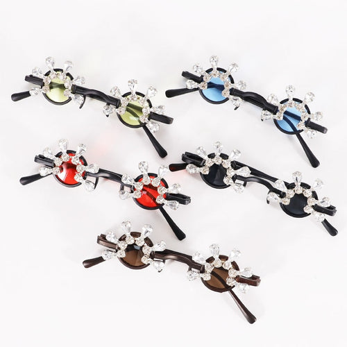 Boss Up Rhinestone Round Sunglasses Weekend Shade Sunglasses