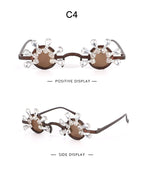 Boss Up Rhinestone Round Sunglasses