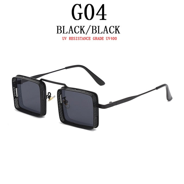 Square Punk Rock Metal Frame Sunglasses