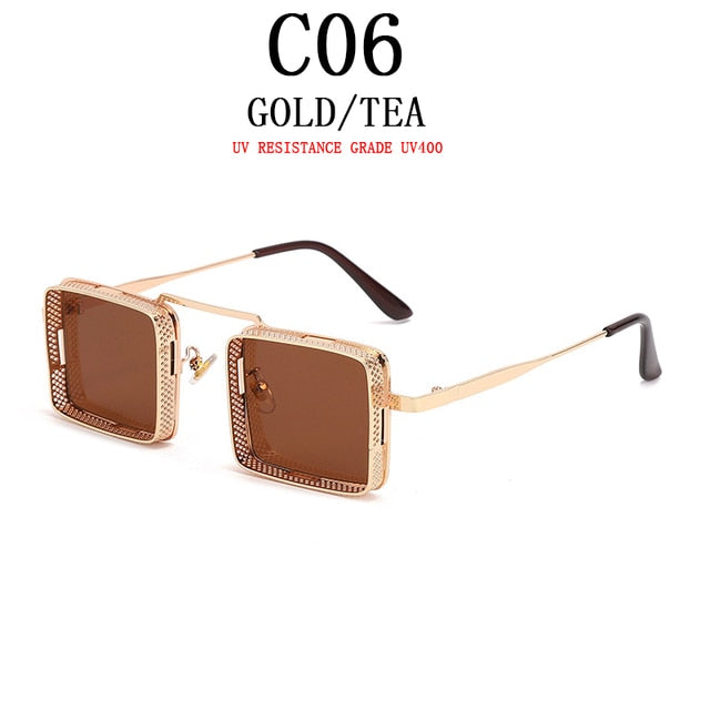Square Punk Rock Metal Frame Sunglasses