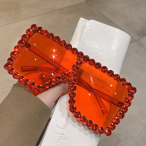 "Over the top" Rhinestone Square Sunglasses Weekend Shade Sunglasses