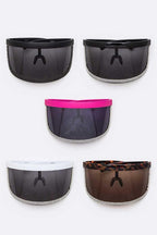 Rhinestone Trim Visor Shield Sunglasses - Weekend Shade Sunglasses