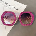 "Kendal" Glitter Oversize Round Sunglasses